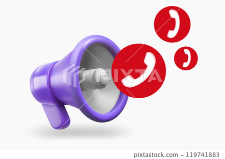 loudspeaker with cellphone icon. 3d vector illustration 119741883