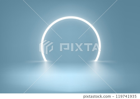 Product design template with showcase and neon frame. 3d vector showcase Product design template with showcase and neon frame. 3d vector showcase 119741935