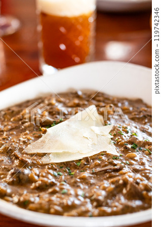 Mushroom Risotto with parmesan cheese Mushroom Risotto with parmesan cheese 119742346