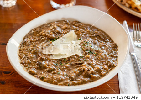 Mushroom Risotto with parmesan cheese 119742349
