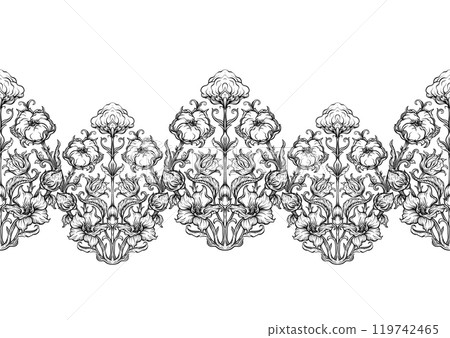 Pure cotton. Cotton plant. Art nouveau style Pure cotton. Cotton plant. Art nouveau style 119742465