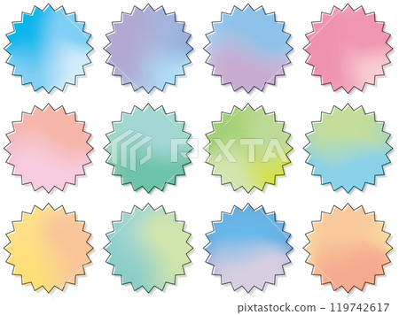 漸變鋸齒狀框架處理設定帶有邊框和陰影的柔和向量 119742617