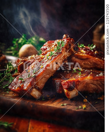 Spicy hot grilled spare ribs. Spicy hot grilled spare ribs. 119743500