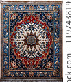 Persian rug with intricate floral and geometric patterns 119743819