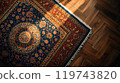 Top-down View of Persian Rug with Floral Motifs 119743820