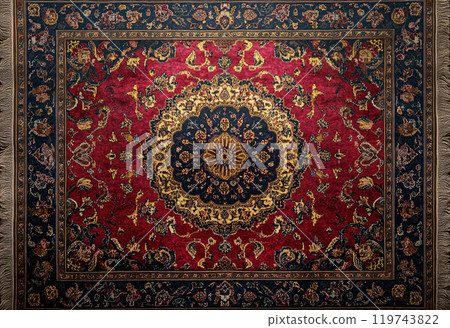 Persian carpet with rich colors and intricate patterns Persian carpet with rich colors and intricate patterns 119743822