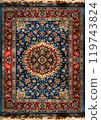 Traditional Persian carpet with bold floral medallion 119743824