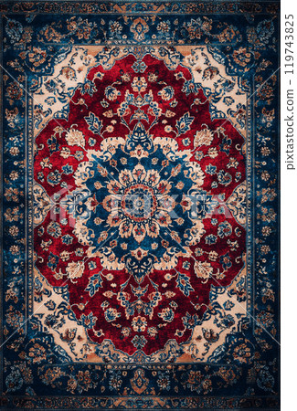 Classic Persian rug with floral medallion and intricate borders 119743825