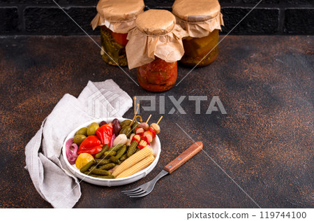 Assortment of marinated or pickled vegetable. Assortment of marinated or pickled vegetable. 119744100