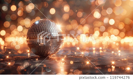 Disco ball on bokeh background 119744276