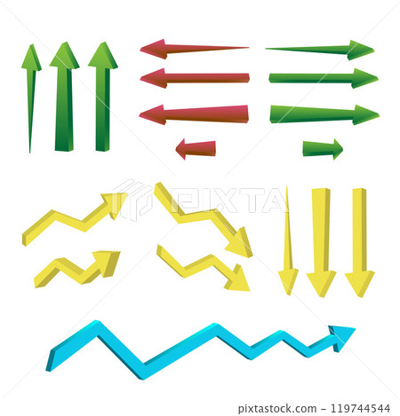 Collection isometric arrows 3d icon 119744544