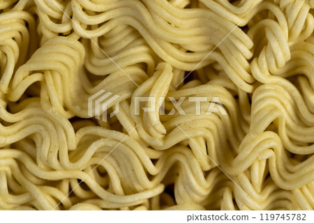 details of flour noodles with eggs during cooking 119745782