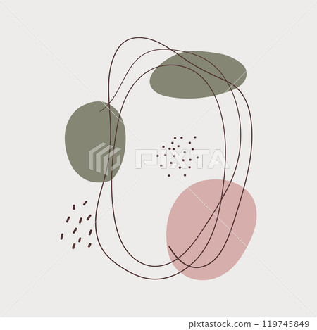 An illustration with smooth lines and rounded geometric shapes in pastel shades. Abstraction conveying calm and coziness. An illustration with smooth lines and rounded geometric shapes in pastel shades. Abstraction conveying calm and coziness. 119745849