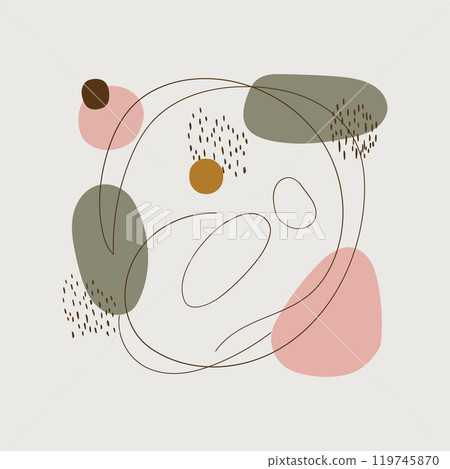 Delicate lines and smooth rounded shapes in pastel shades create a light and airy composition. The illustration conveys a feeling of freedom and lightness. 119745870