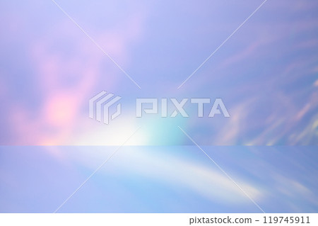 Abstract empty 3d room scene with colorful dreamy prism Light Overlay  119745911
