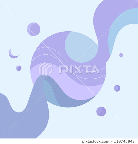 Dynamic illustration with cone-like forms in pastel shades of blue and violet. The flowers symbolize the smoothness of the flow and harmony, creating a sense of space and calm. Dynamic illustration with cone-like forms in pastel shades of blue and violet. The flowers symbolize the smoothness of the flow and harmony, creating a sense of space and calm. 119745942