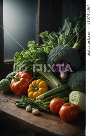 A colorful assortment of different types of vegetables that contain important nutrients and are important for maintaining physical and mental health A colorful assortment of different types of vegetables that contain important nutrients and are important for maintaining physical and mental health 119746364