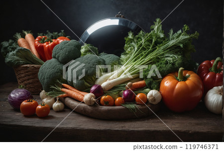 A colorful assortment of different types of vegetables that contain important nutrients and are important for maintaining physical and mental health 119746371