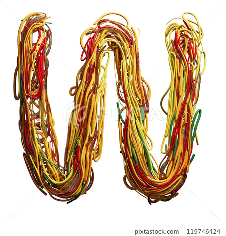 Vibrant Chaos: A Colorful Tangle of Wires Shaped Like an w Vibrant Chaos: A Colorful Tangle of Wires Shaped Like an w 119746424