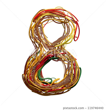 Vibrant Intertwined Wires Forming the Number 8 119746440