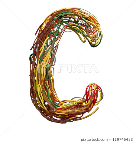 Vibrant Chaos: A Colorful Tangle of Wires Shaped Like an c Vibrant Chaos: A Colorful Tangle of Wires Shaped Like an c 119746458