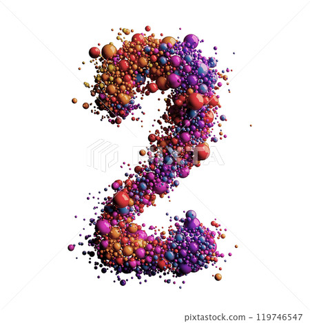 Colorful Spheres Forming a 3D Representation of the Number 2 119746547