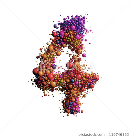 Colorful Spheres Forming a 3D Representation of the Number 4 119746563