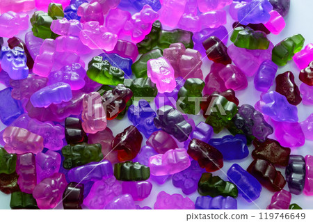 Colorful gummy candies, jelly bears sweets Colorful gummy candies, jelly bears sweets 119746649