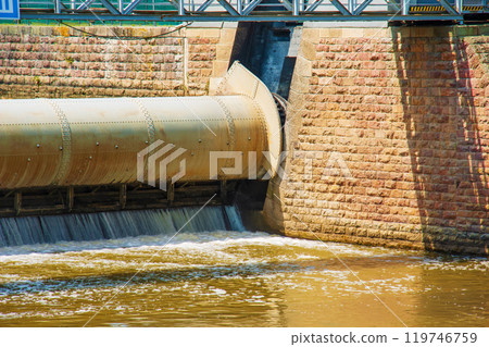 A small hydroelectric power plant in the city of Nitra in Slovakia. 119746759