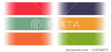 Halftone pattern banners in vibrant colors for creative design projects. Vector illustration 119746871