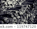 Stacked old firewood 119747120