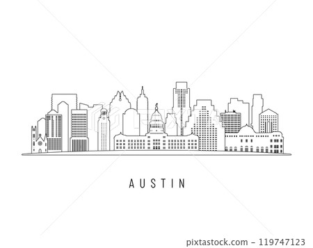 Detailed Austin skyline vector illustration.-插圖素材 [119747123] - PIXTA圖庫