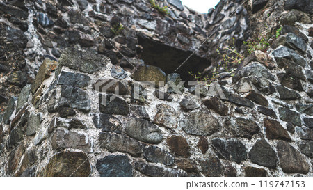 Ancient fortress stone walls in country of Georgia history ruins Ancient fortress stone walls in country of Georgia history ruins 119747153