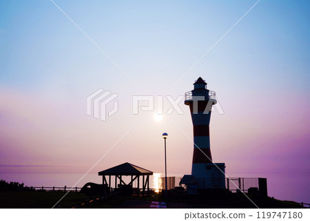 金比羅角燈塔和日落景觀,北海道 金比羅角燈塔和日落景觀,北海道 119747180