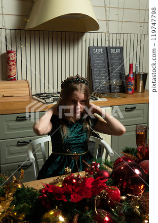 new tradition holiday food girl year kitchen caucasian celebration sweet portrait person people new tradition holiday food girl year kitchen caucasian celebration sweet portrait person people 119747798