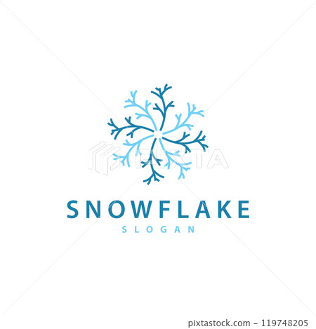 Snowflake Logo, Winter Season Design Frozen Ice Simple Model for Products and Technology Snowflake Logo, Winter Season Design Frozen Ice Simple Model for Products and Technology 119748205