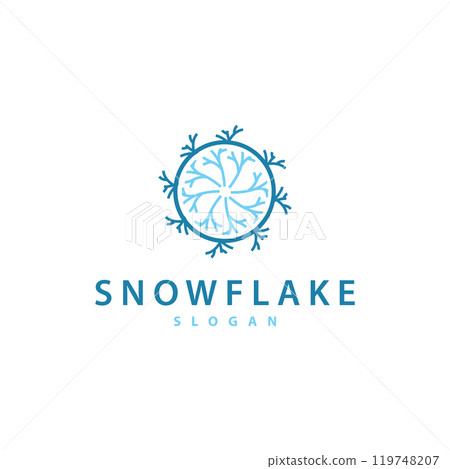 Snowflake Logo, Winter Season Design Frozen Ice Simple Model for Products and Technology 119748207