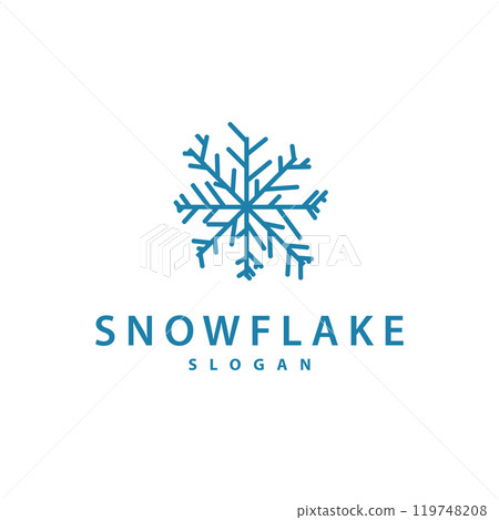 Snowflake Logo, Winter Season Design Frozen Ice Simple Model for Products and Technology 119748208