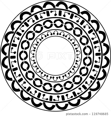 Frame on white background. Vector geometric hand drawn doodle abstract antique or fantasy circle drawing Frame on white background. Vector geometric hand drawn doodle abstract antique or fantasy circle drawing 119748685