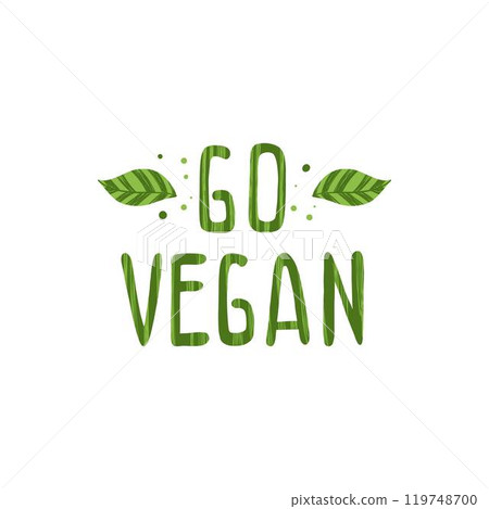 Organic food label. Fresh eco vegetarian products, vegan label and healthy foods badge. Veganism logo, vegans diet sticker or ecological food product stamp. Vector isolated symbols icon Organic food label. Fresh eco vegetarian products, vegan label and healthy foods badge. Veganism logo, vegans diet sticker or ecological food product stamp. Vector isolated symbols icon 119748700