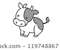 Cute cow monochrome illustration 119748867