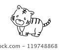 Cute tiger monochrome illustration 119748868