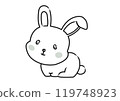 Cute rabbit monochrome illustration 119748923
