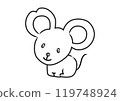 Cute mouse monochrome illustration 119748924