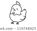 Cute chicken monochrome illustration 119748925