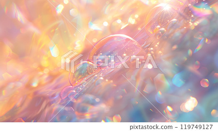 Iridescent sparkling bubbles background 119749127