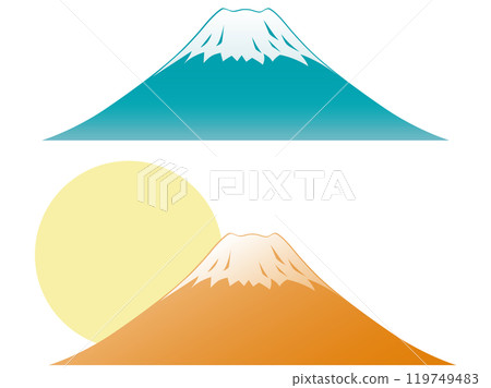 Illustration material of Mt. Fuji and sunrise with a gradient Illustration material of Mt. Fuji and sunrise with a gradient 119749483
