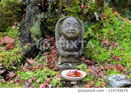 Ohara, Kyoto: Cute Jizo statues and autumn leaves at Sanzenin Temple Ohara, Kyoto: Cute Jizo statues and autumn leaves at Sanzenin Temple 119749676