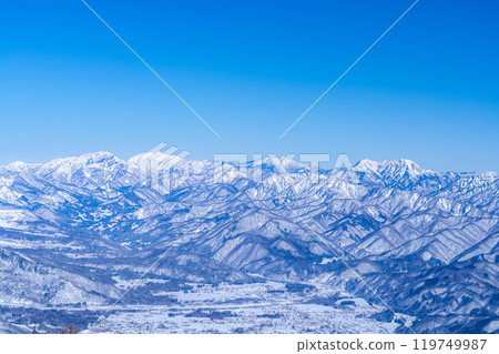 [雪山素材]冬天從琴見山看的風景[長野縣] 119749987