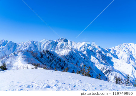 [Snowy mountain material] Landscape seen from Mt. Kotomi in winter [Nagano Prefecture] 119749990